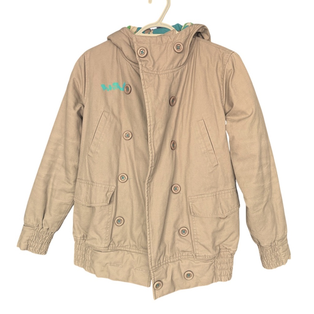 Nikita Snowboard Soft Cotton Hooded Bomber Jacket Coat Khaki Small